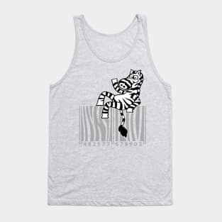 Cool zebra smiling and waving while seated on top of a barcode Tank Top